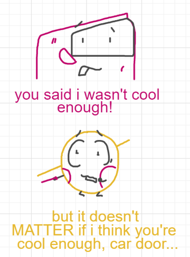 A panel from Running Duos, episode four of the Board Boards object show by Furretwalk/WalkingFurret.